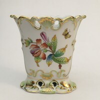Herendi Viktória mintás porcelán, lapos, barokk talpas kaspó, hibátlan állapotban