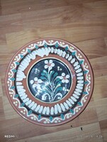 Népművészeti kerámia falitányér jelzett Steig Szekszárd hibátlan 24 cm