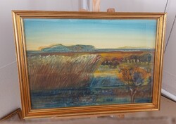 Madarász Gyula tájkép festmény gouache 76x56 cm kerettel