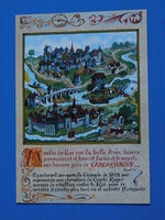 Francia Képeslap, művészet, történelmi ábrázolás; Carcassonne a középkorban