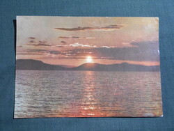 Képeslap,Balaton,naplemente látkép,részlet, 1962-