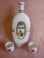 2512/44 Hollóházi porcelán pálinkás butella és poharak