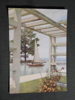 Képeslap,Balaton,Siófok,móló,kikötő,vitorlás hajó látkép,részlet, 1962-