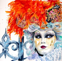 Carnival of Venice I -  watercolor painting - Velencei karnevál I - akvarell
