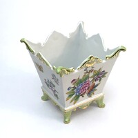Herendi Viktória mintás porcelán, négyzetes, barokk lábas kaspó, hibátlan állapotban