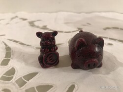 SZOBOR - MALAC - 2 db - ZSÍRKŐ - 3,5 x 3 cm - 3 x 1,5 cm - NÉMET - GYŰJTEMÉNYBŐL - HIBÁTLAN