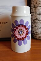 Hollóházi retro váza flower-power hippi virágmintával