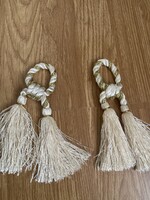 Függöny elkötő pár bézs színű selyem arany szállal.