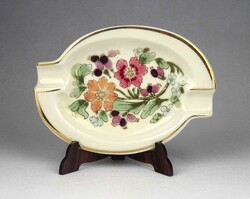 1Y659 Virágmintás vajszínű Zsolnay porcelán hamutál