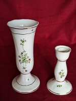 Hollóházi Erika mintás váza és gyertyatartó