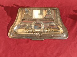Ezüstözött,szecessziós kalamáris,tintatartó,dátumos,1926,nagy méretű,35 x 21 cm,,