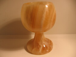 Antik onix talpas pohár, gyertyatartó