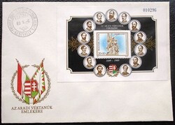 F30 / 1989 Aradi Vértanúk emlékére blokk FDC-n