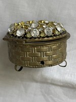 Antik fém dobozka, szelence, sokk kővel, jól záródik.