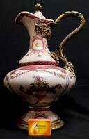 DT/498 – Hatalmas porcelán fedeles kancsó rézötvözet tartozékokkal