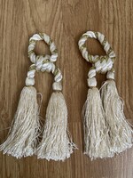 Függöny elkötő pár bézs színű selyem arany szállal.