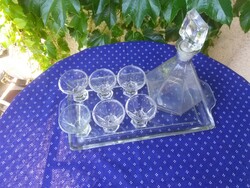 Pálinkás likőrös készlet hibátlan tálcával dugóval art deco