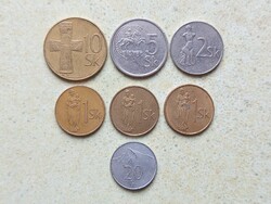 Szlovákia 7 db Különböző Érme 20 Halierov 1,2,5,10 Korona 1993-1995