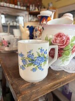 Gyönyörű Zsolnay nefelejcs virág mintás Nefelejcses porcelán bögre  nosztalgia darab paraszti