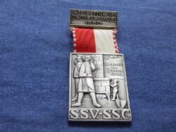 Einzelwettschiessen Concours Individuel 1960-svájci lövész kitüntetés szalaggal (P.Kramer Neuchatel)