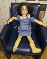 Antik Rikasàg gyermek méretű hatalmas Porcelán fejű fa testű baba . 80 cm.Amand Marseille  : A 15 M