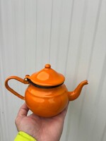 Narancssárga gyönyörű békebeli kávéskanna zománcos zománcozott nosztalgia darab paraszti