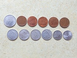 Szlovákia 12 db Különböző Érme 10,20,50 Halierov 1993-2005