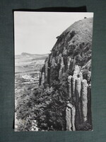 Képeslap,Balaton felvidék,Szent György-hegy bazaltorgonái látkép,részlet,1965-
