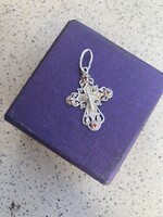 925 ezüst ritka gyönyörű kereszt medál