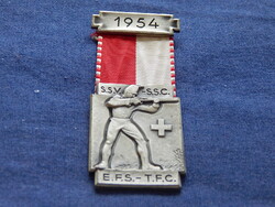 S.S.V.-S.S.C-E.F.S.-T.F.C. 1954-svájci lövész kitüntetés szalaggal (Huguenin)