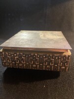 Móga Sándor ezüstözött fém doboz 12x12x5,5 cm