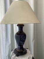 Monumentális kobaltkék Hollóházi lámpa ernyővel