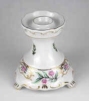 1Y636 Egyállásos virágmintás aranyozott Hollóházi porcelán gyertyatartó