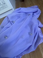 Nagyon nagy méretű Indiai stóla, kendő ezüst selyem hímzéssel.