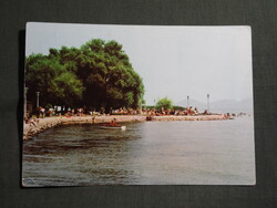 Képeslap,Balatongyörök,parti sétány,strand látkép,részlet,1975-