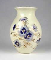 1Y663 Zsolnay vajszínű búzavirágos díszváza 13 cm