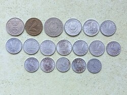 Magyarország 18 db Különböző Érme 10,20,50 Fillér 1,2,5 Forint 1950-1992