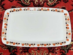 Hollóházi porcelán pecsenyés kínáló tál tálca virágmintás kínálótál