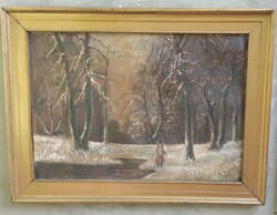 Antk festmény Mednyánszky ? Katona az erdőben,.