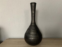 Fazekas István Nádudvari fekete kerámia váza, 31 cm.