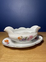 Zsolnay dúsvirágos, gyöngyös szószos kínáló