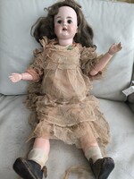 Nagy Porcelán biszkvit fejű baba Antik ruhàjàban csuklós testű. Videó ! Armand Marseille, AM11DEP