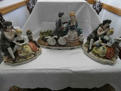 3 db gyönyörű szép, részletgazdag, kézi festésű Capodimonte szobor (romantikus párok)