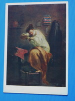 Képeslap / Művészlap / festmény - Giuseppe Maria Crespi: Bolhát kereső nő
