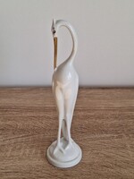 Hollóháza / Hollóházi porcelán szobor, kócsag, aranyozott csőrrel #madár #nipp