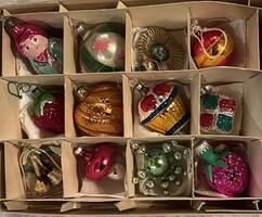 Régi retro  ,üveg  Karácsonyfadísz díszek