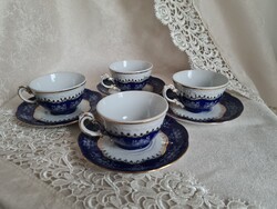 Zsolnay Pompadur kávés csésze és aljak 4 db hibátlan porcelán