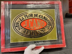 SZIVARKLUB - Keretezett La Flor de Cano vintage szivarembléma – 1980-as évek