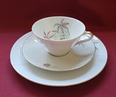 Porcelán reggeliző szett kávés teás csésze csészealj kistányér virág mintával