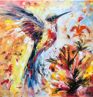Kolibri sorozat  art by Konrad Biro 70x70x4  cm olaj, 3D vászon.A festmény magáért beszél!